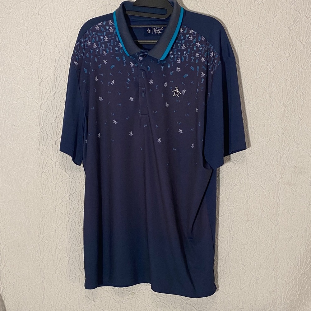 Original Penguin Men's Polo with Blue Accents, Vintage, Golf, Activewear,Dadcore